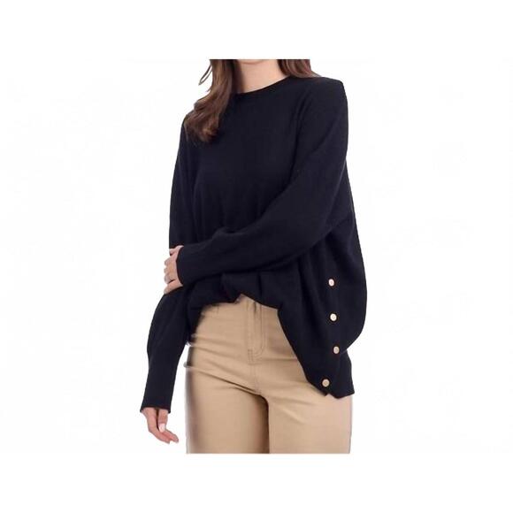 NEW MUDPIE noralee button sweater in black - Picture 2 of 5